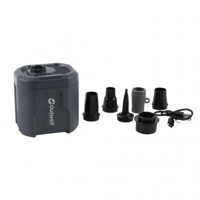 Outwell Mistral oppladbar pumpe kommer med 6 dyser inkludert FHF-ventil som gjør den egnet for de fleste madrasser på markedet