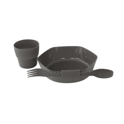 Skål, sked och gaffel och mugg- perfekt för friluftsliv och camping