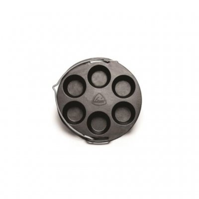 Bakform gjord i gjutjärn med 6 platser för exempelvis muffins, ägg eller bullar