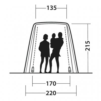 Høydemål for Outwell Dune SUV biltelt
