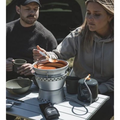 Sikker og effektiv matlaging utendørs, selv når det blåser.