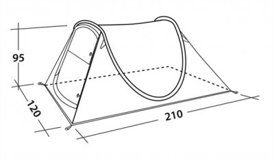 Mått för Easy Camp Fireball 200 Pop-up tält.