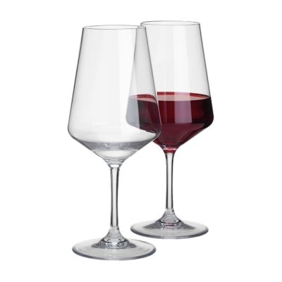 Rödvinsglas Savoy från Flamefield i 2-pack, tillverkade i tåligt polykarbonat.