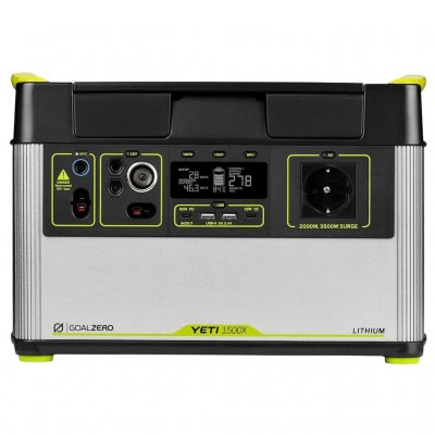 Goal Zero Yeti1 500X Power Station med 230V, USB, USB-C och 12V uttag för camping, stuga eller friluftsliv.