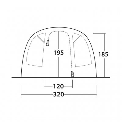 Dørskisse for familieteltet Outwell Ohio 5 TC