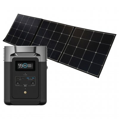 Paket med EcoFlow Delta 2 och solpanel.