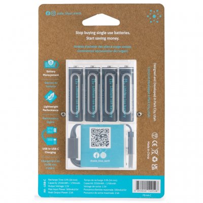 4-pack laddningsbara AA batterier som laddas via USB-C