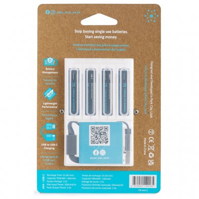 4-pack laddningsbara AAA batterier som laddas via USB-C