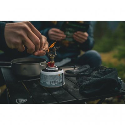 Robens Fire Midge gasskjøkken i titan som monteres direkte på gassboksen.