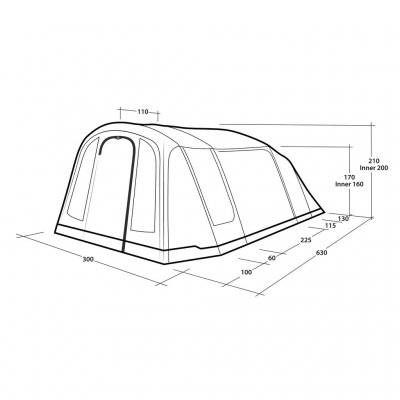 Måltegning for Outwell Sacramento 4 Air familietelt