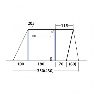 Høydeskisse Outwell Talladega Air Drive-Away fortelt.