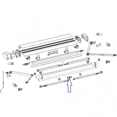 Fästet sitter fram i markisfronten.