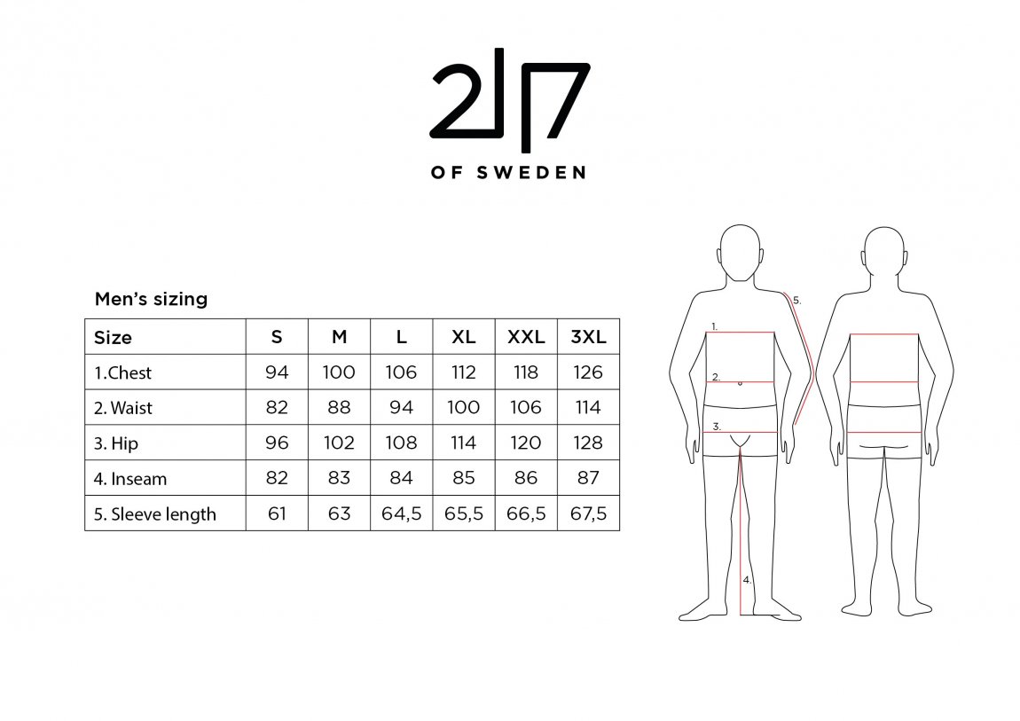 2117 Størrelsesguide Herre